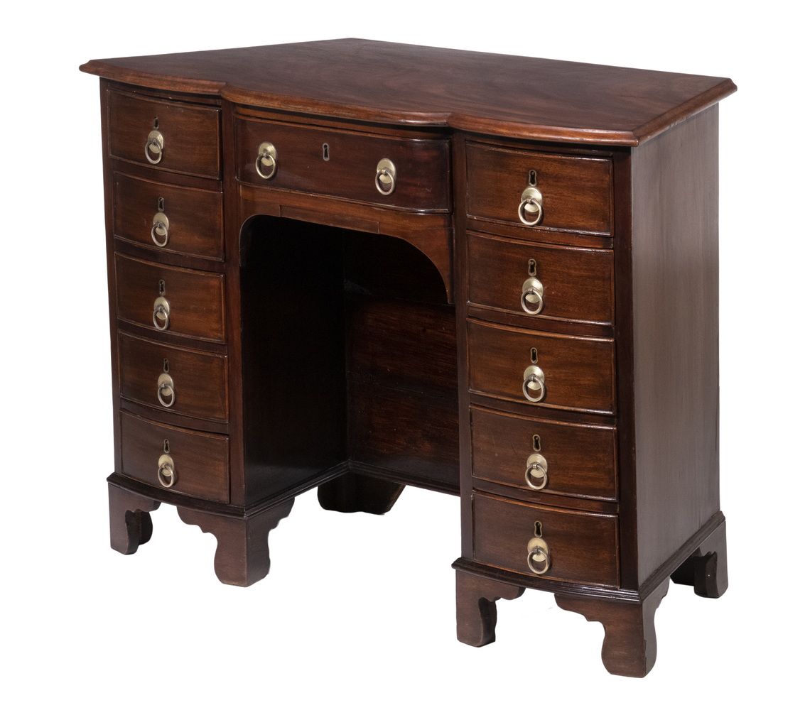 Appraisal: SEA CAPTAIN'S DESK Unusual Early th c Chippendale Kneehole Form