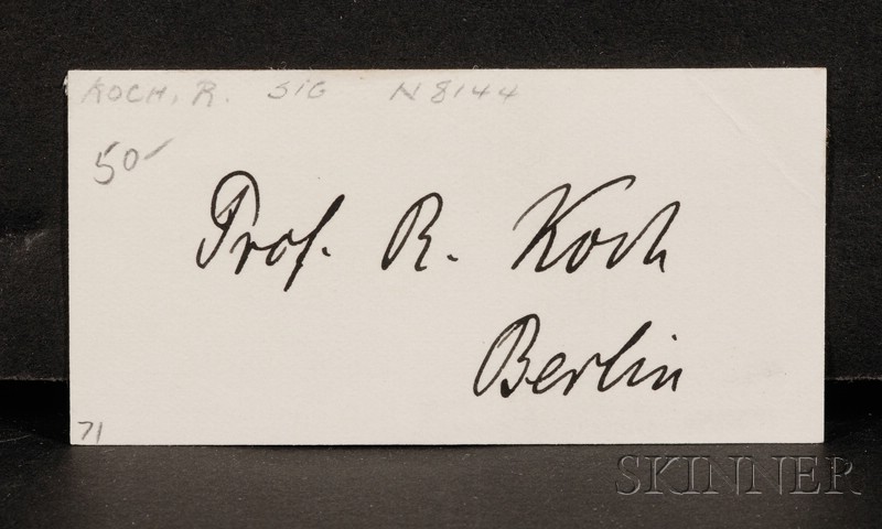 Appraisal: Koch Professor Robert - Signature card inscribed Berlin undated approximately