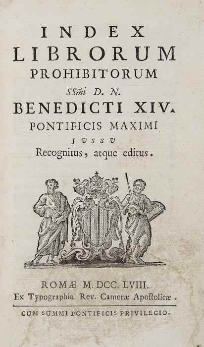 Appraisal: Index - Index Librorum Prohibitorum Benedicti XIV Pontificis Maximi jussu