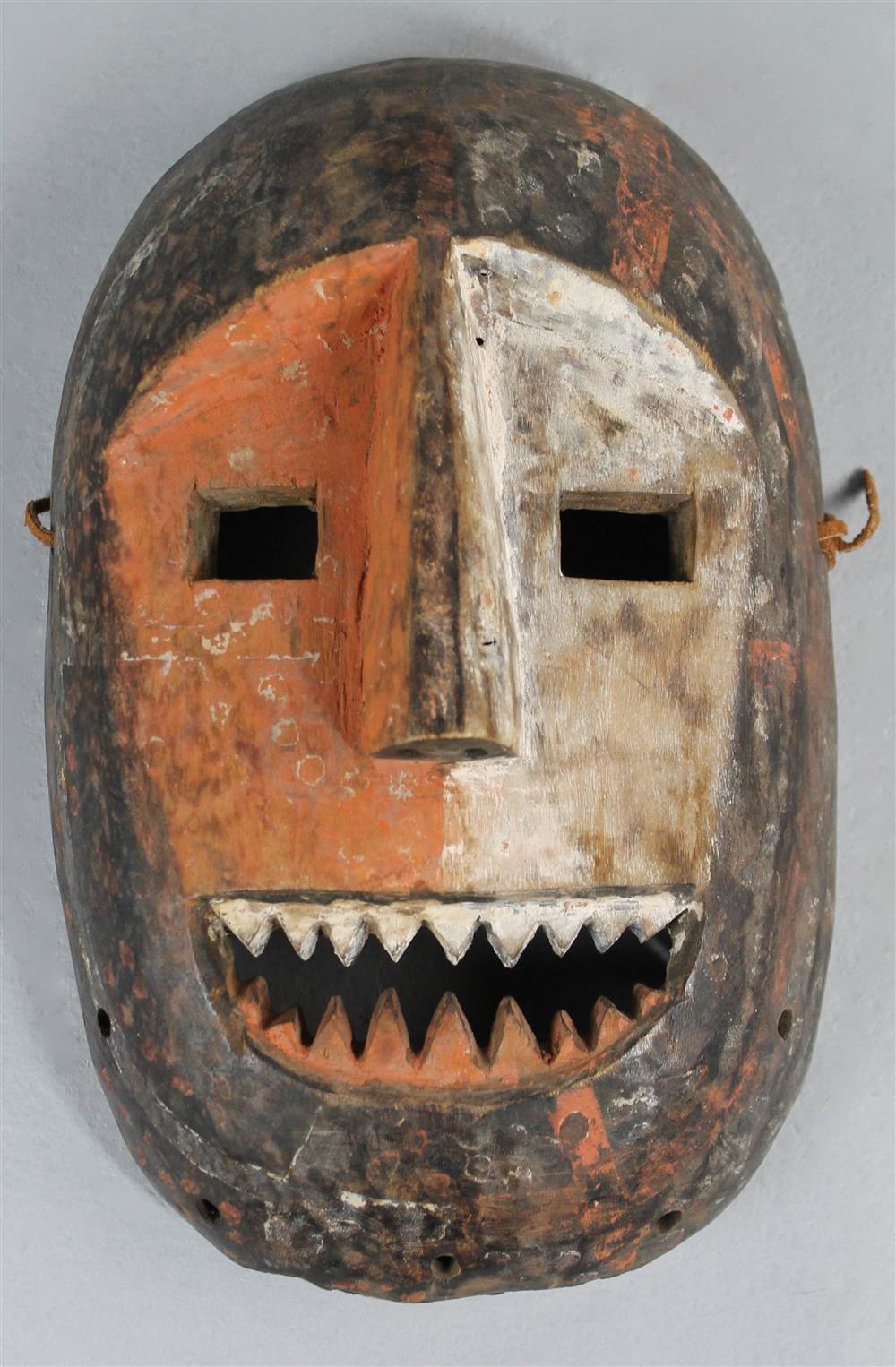 Appraisal: KUMU DEMOCRATIC REPUBLIC OF CONGO AFRICA POLYCHROME DECORATED CARVED MASK