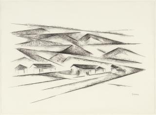 Appraisal: Andrew Dasburg - Houses and Mesas- Winter lithograph x inches