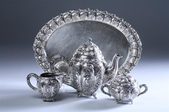 Appraisal: FOUR-PIECE CONTINENTAL SILVER DIMINUTIVE COFFEE SERVICE late th century silver