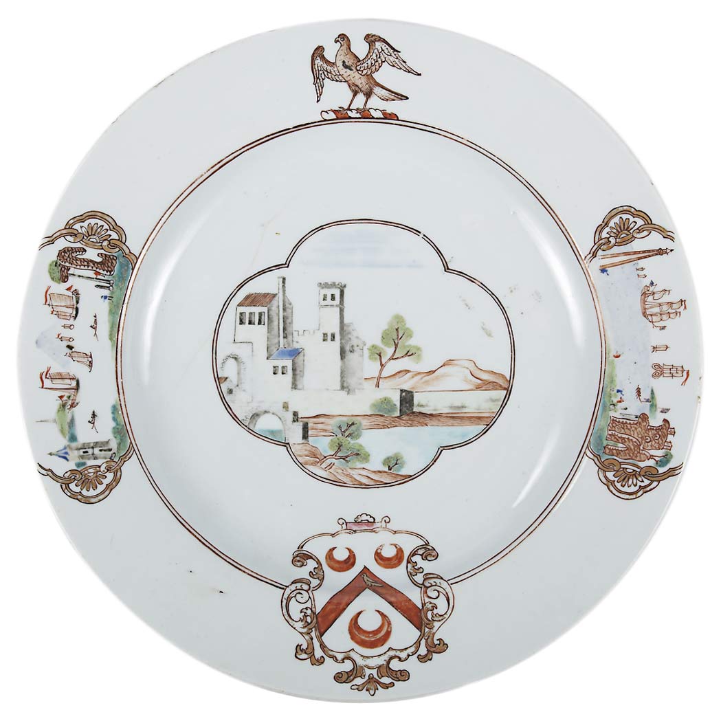 Appraisal: Chinese Export Porcelain Armorial Plate Circa Decorated with a central