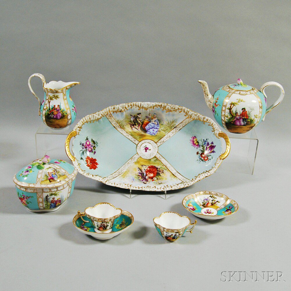 Appraisal: Dresden Porcelain Partial Tea Service th century a platter covered