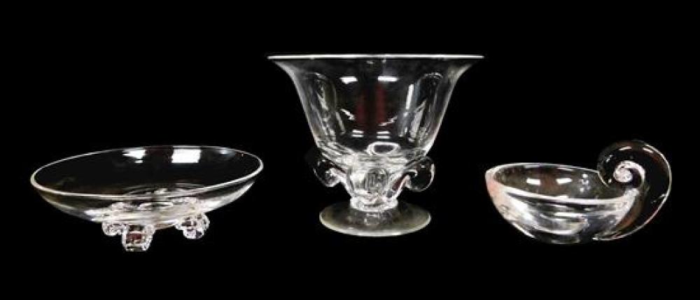 Appraisal: GLASS Steuben three pieces including an olive dish four scroll