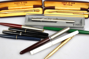 Appraisal: A quantity of assorted pens including three Yard-O-Led rolled gold