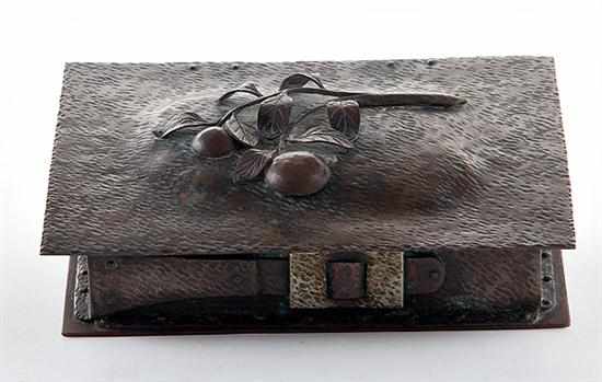 Appraisal: Arts Crafts hammered copper box first quarter th century fruit