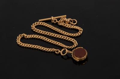 Appraisal: An ct yellow gold curb link Albert chain with clips