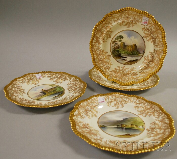 Appraisal: Set of Four Spode Copland Gilt and Transfer Castle-decorated Porcelain