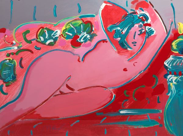 Appraisal: PETER MAX GERMAN AMERICAN B x Reclining in Bed Color