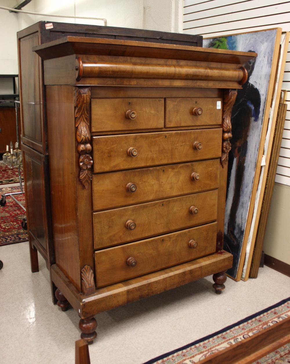 Appraisal: VICTORIAN MAHOGANY CHEST ON STAND Scottish th century with hidden