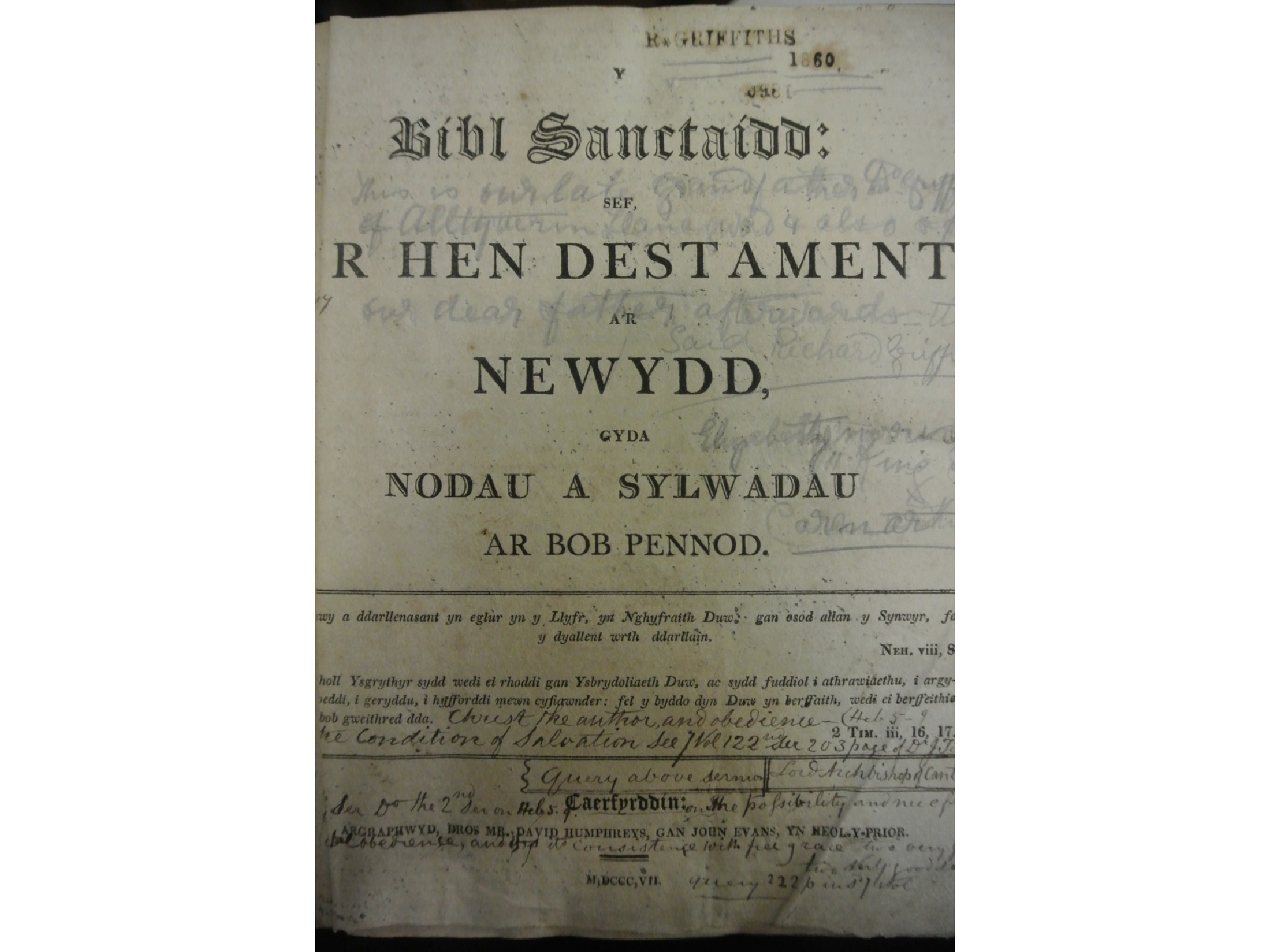 Appraisal: A bible printed in the Welsh language published leather bound