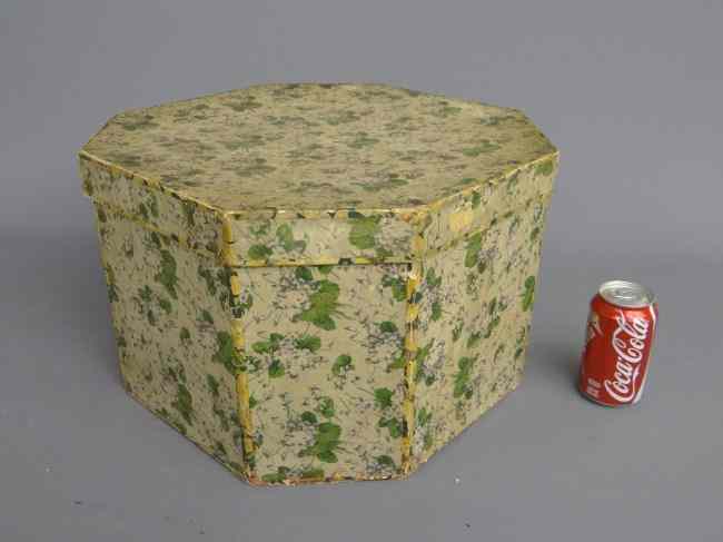 Appraisal: Late th early th c octagonal wallpaper box Top ''