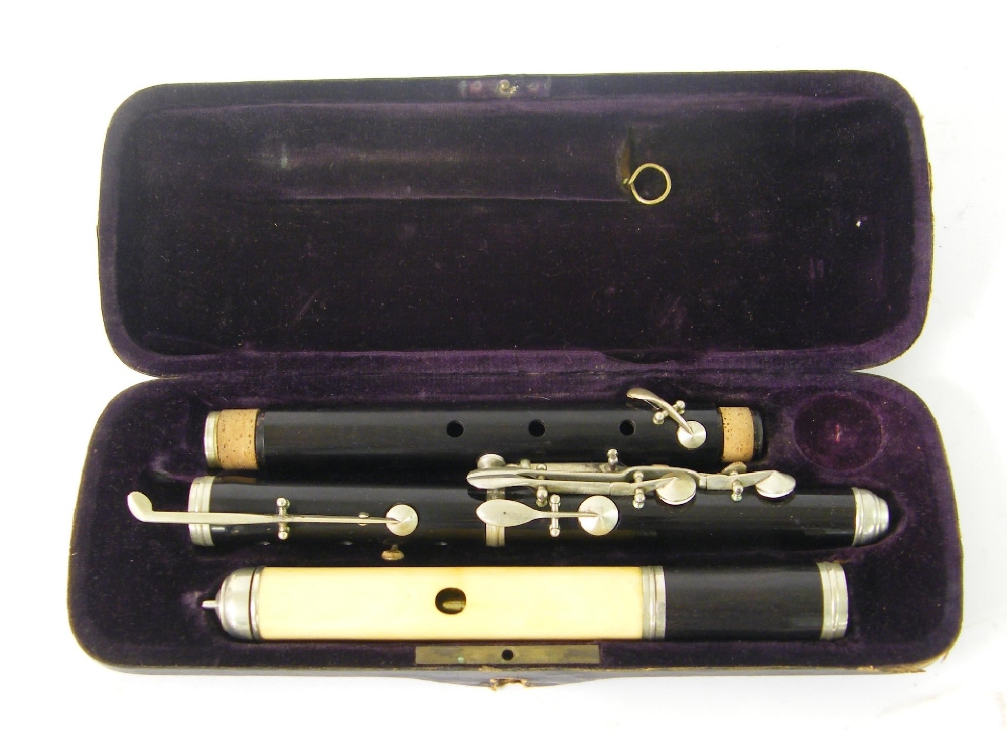 Appraisal: Blackwood eight keyed simple system flute with ivory head joint