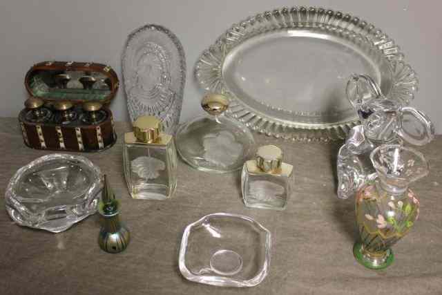 Appraisal: Assorted Glass Lot Includes th century fitted box with touchmarked