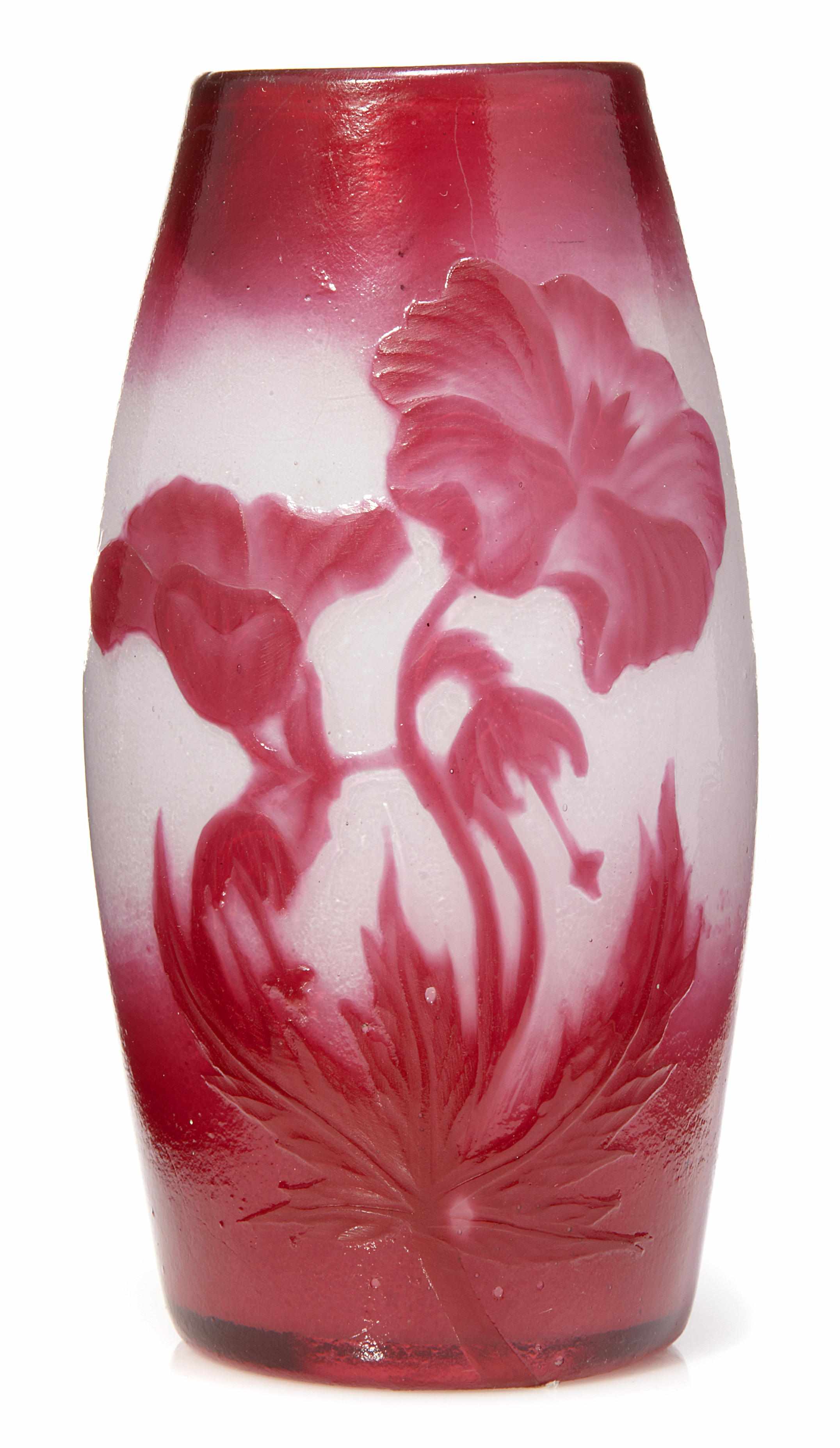 Appraisal: A Muller Croismaire fire polished cameo glass vase circa inscribed