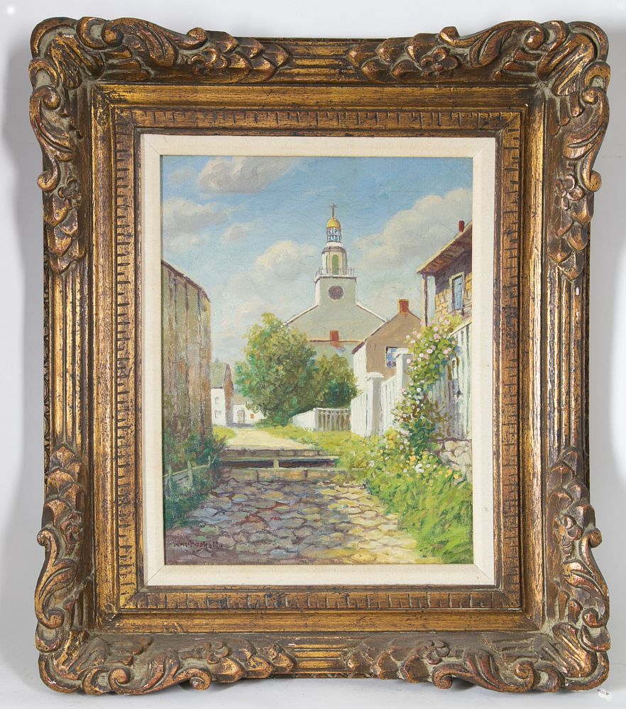 Appraisal: William Paskell Oil on Canvas Stone Alley - Nantucket William