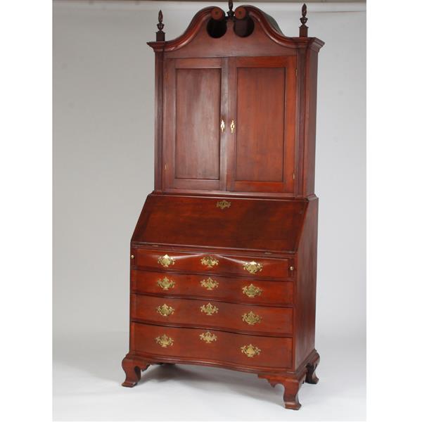 Appraisal: American Chippendale Secretary with blind doors oxbow front and broken