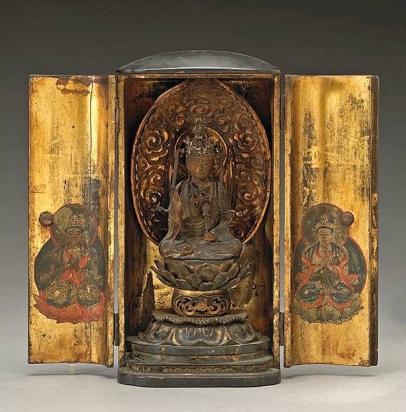 Appraisal: Japanese Lacquer Sculpture and Textiles Property from the Estate of