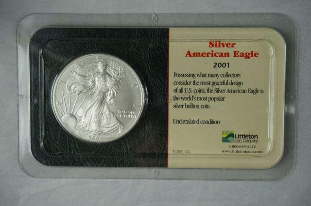 Appraisal: oz Silver Eagle Dollar sealed Littleton Coin Company holder -