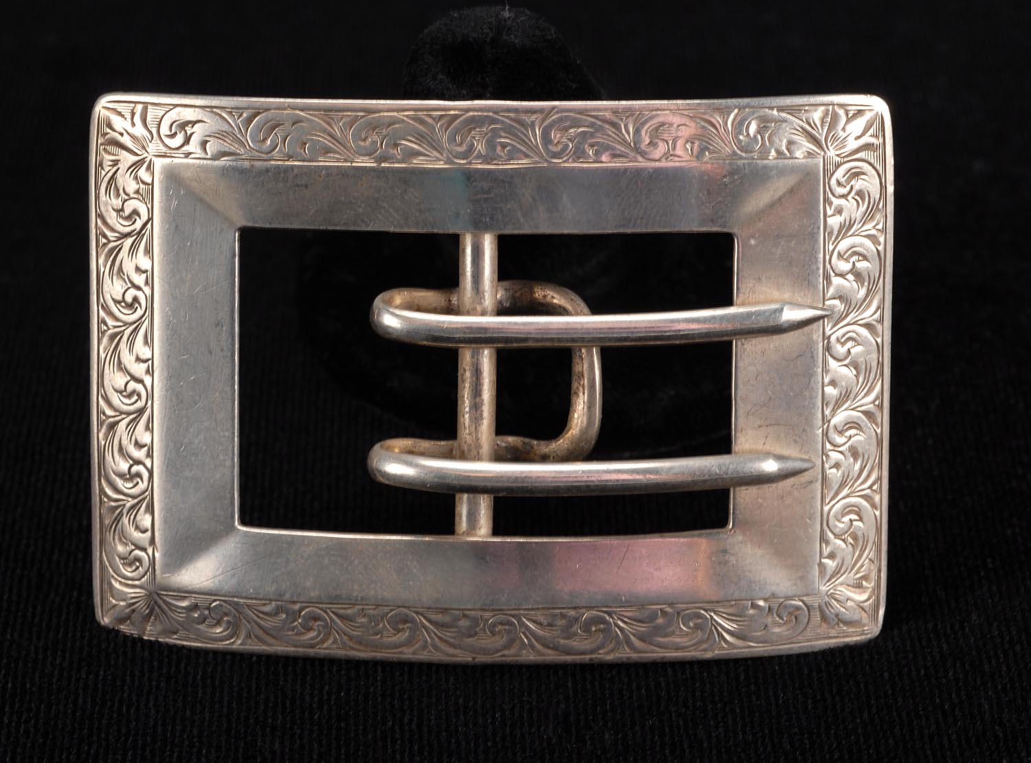 Appraisal: STERLING SILVER BUCKLE By Kerr In rectangular form with engraved