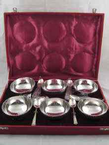 Appraisal: A boxed set of six cm diameter white metal bowls