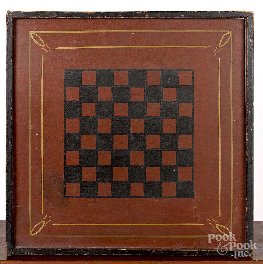 Appraisal: Pennsylvania painted poplar gameboard Exclusive on Bidsquare Pennsylvania painted poplar