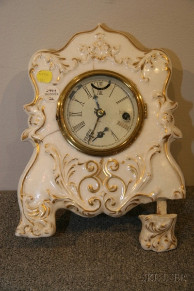 Appraisal: Porcelain Front Mantel Clock by Forestville Hardware and Clock Company