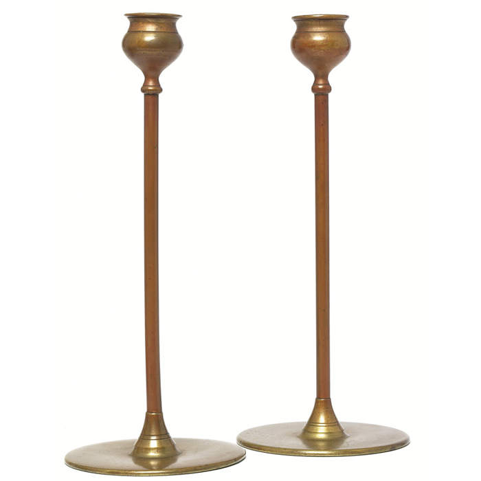 Appraisal: Jarvie candlesticks pair bronze original patina signed w x h