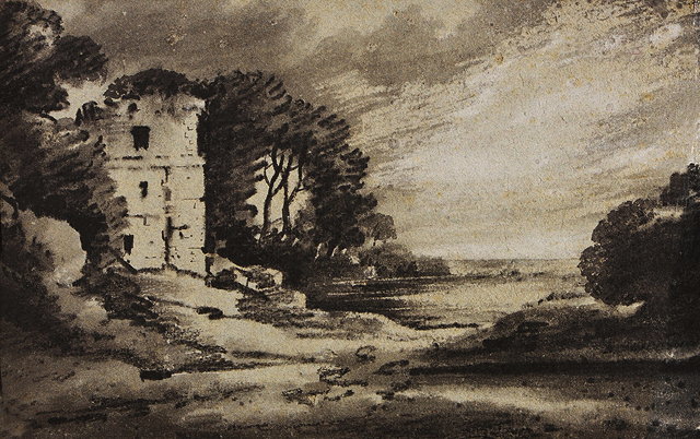 Appraisal: ATTRIBUTED TO DR THOMAS MONRO - A ruined castle tower