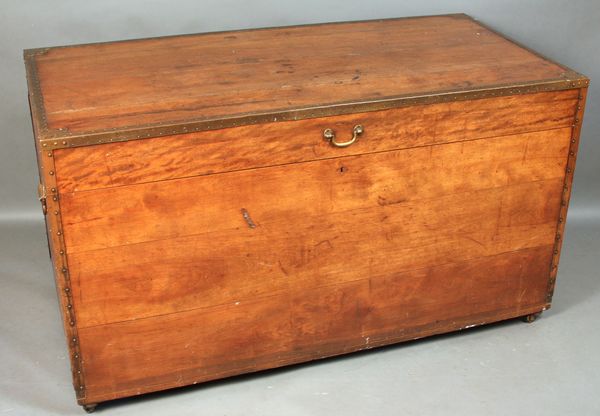 Appraisal: Late th Century wooden trunk with brass trim and handles