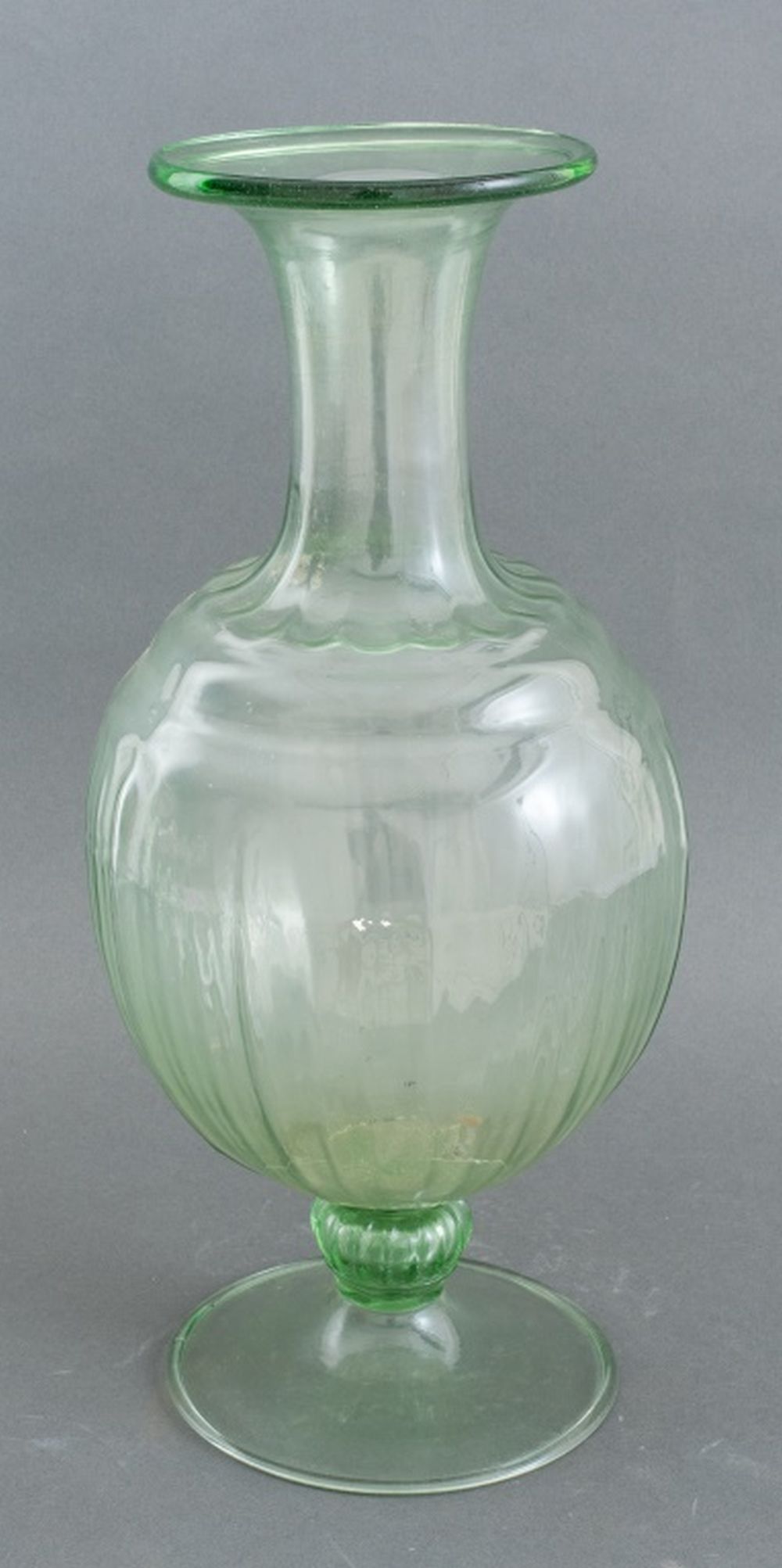 Appraisal: AMPHORA FORM GREEN GLASS VASE TH C Amphora Form Green