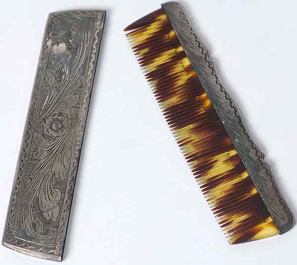 Appraisal: Silver Comb Case Possibly Mexican a silver comb case with