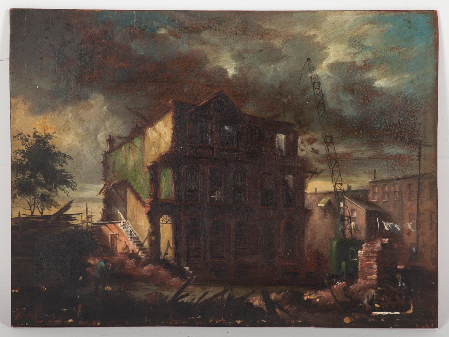 Appraisal: Melvin Miller Building Demolition oil on board American - Unsigned