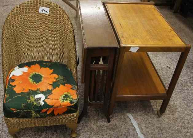 Appraisal: A Wooden Vintage Small Drop Leaf Table Hostess Trolley and