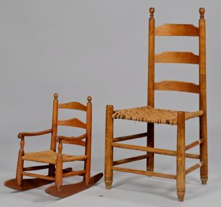 Appraisal: East TN Child Rocking Chair and Side Chair Grouping of