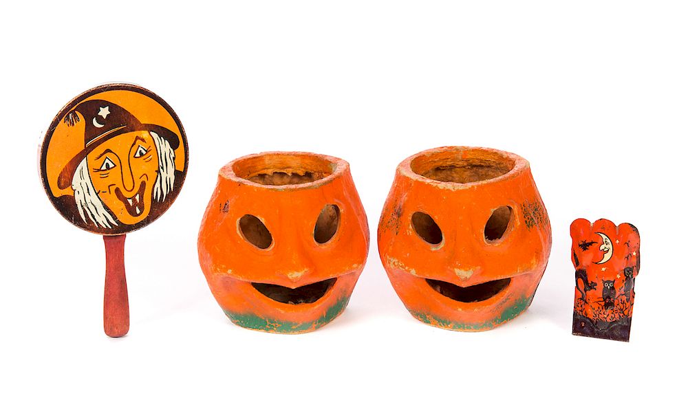 Appraisal: Pumpkin Halloween Candy Containers Plus Measures tall x wide Good