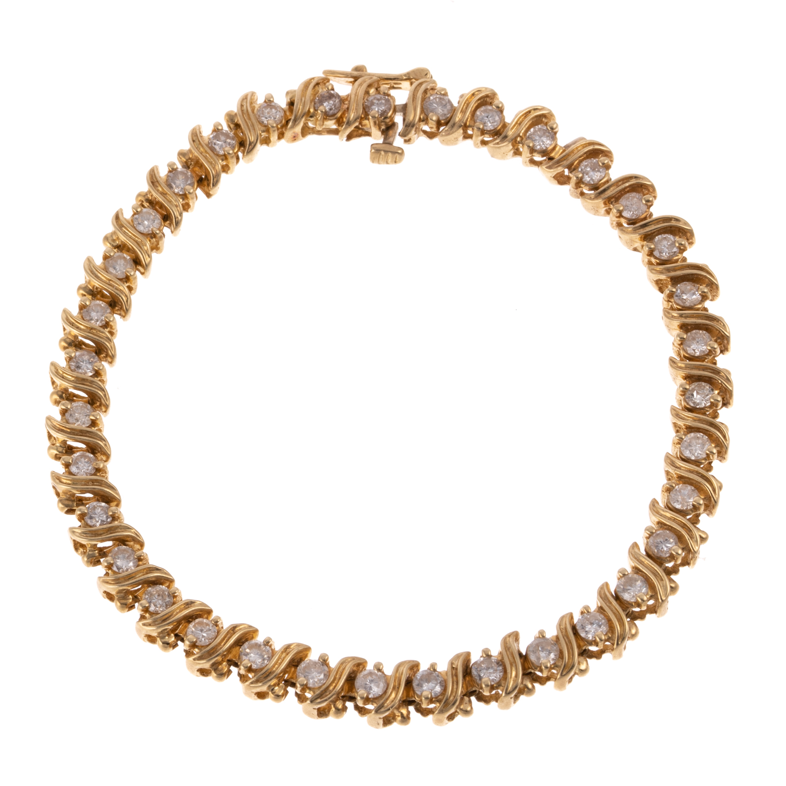 Appraisal: A CTW DIAMOND LINK BRACELET IN K K yellow gold