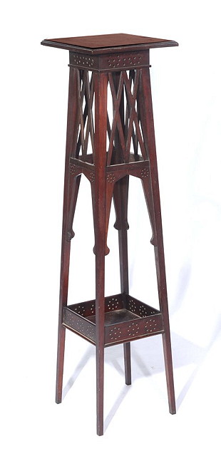 Appraisal: AN ARTS AND CRAFTS MAHOGANY TALL PLANT STAND with open