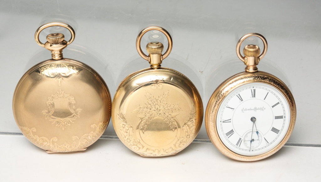 Appraisal: THREE COLUMBUS WATCH CO POCKET WATCHES American late th -