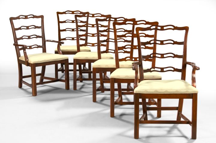 Appraisal: Suite of Six George III-Style Mahogany Dining Chairs consisting of