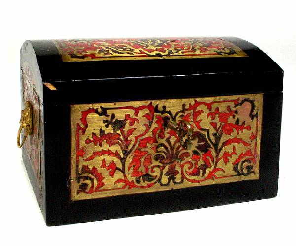 Appraisal: A French brass inlaid and faux Boulle box height in