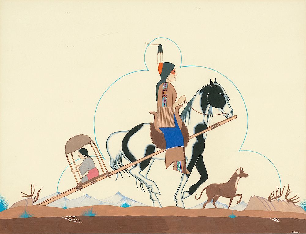 Appraisal: Ron Geionety Untitled Ron Geionety Kiowa b Untitled casein on