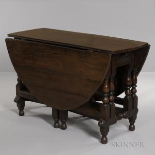 Appraisal: Baroque-style Yewwood Gate-leg Table England early th century oval hinged