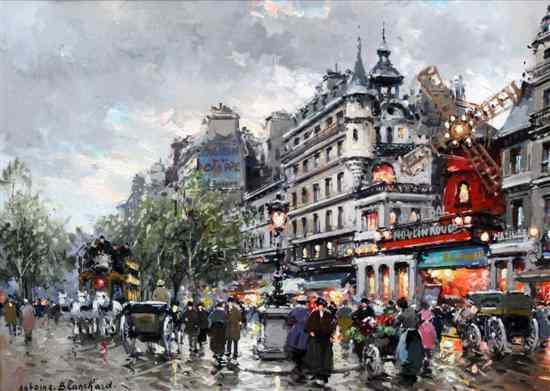 Appraisal: Antoine Blanchard - oil on canvas 'Moulin Rouge Paris' signed