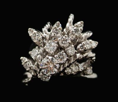 Appraisal: Diamond cluster ring round brilliant and single-cut diamonds total estimated