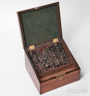 Appraisal: Rose Engine Hardened Steel Cutting Tools in Lidded Mahogany Box