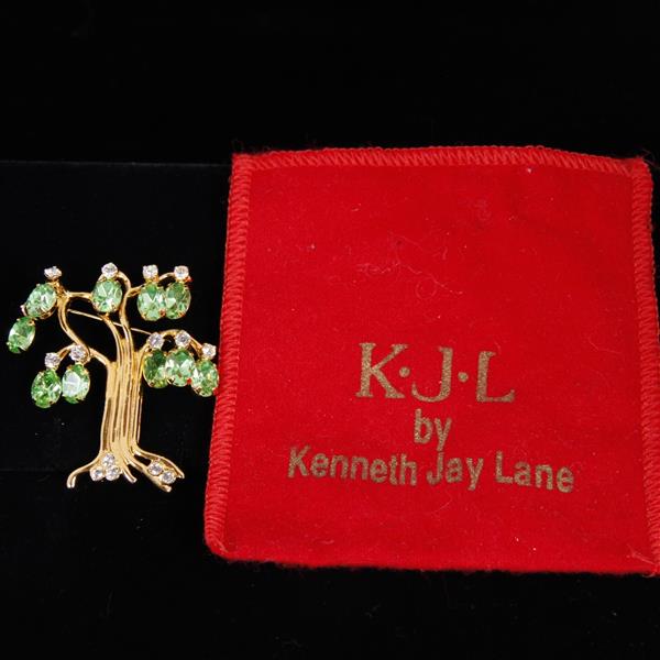 Appraisal: Kenneth Lane KJL Tree of Life Brooch Peridot Glass Brooch