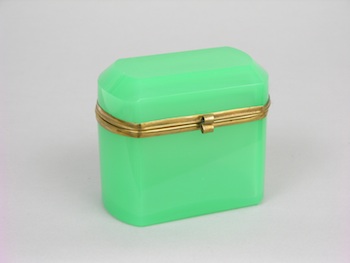 Appraisal: A Jade Green Opaline Glass Box A jade green opaline