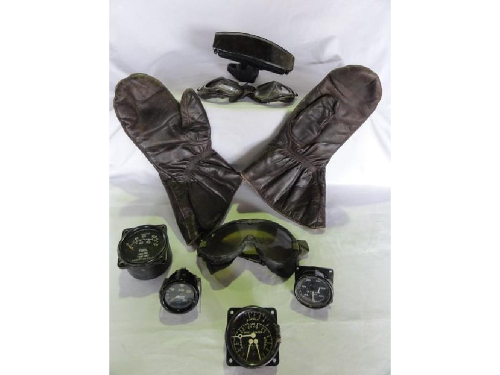 Appraisal: Vintage aviation gauges gloves etc